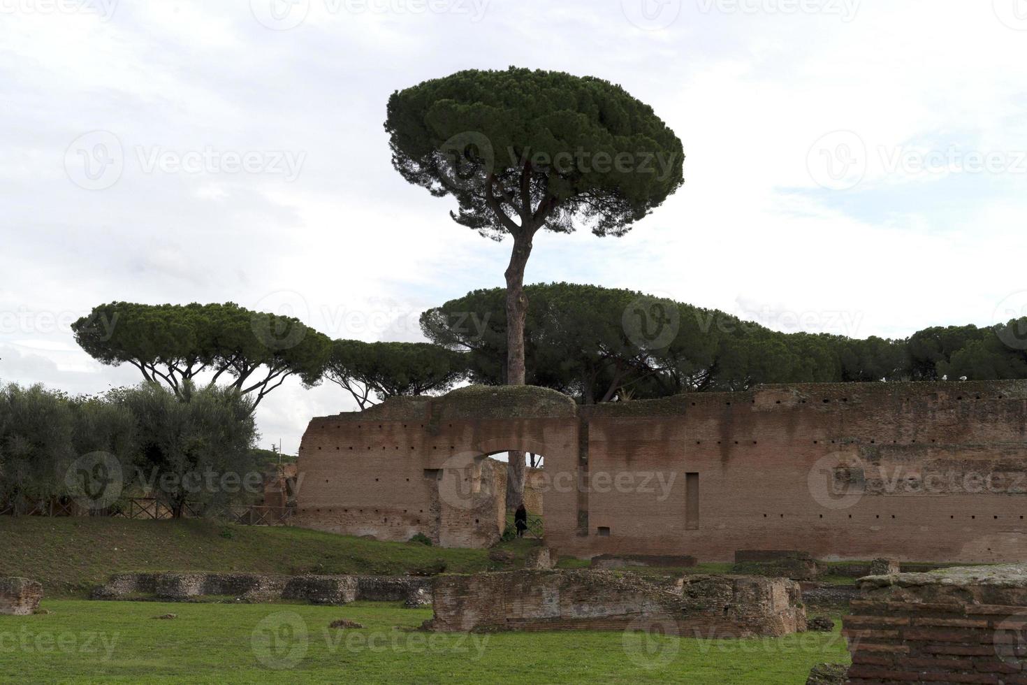 Kaiserforen in Rom an einem bewölkten Tag foto