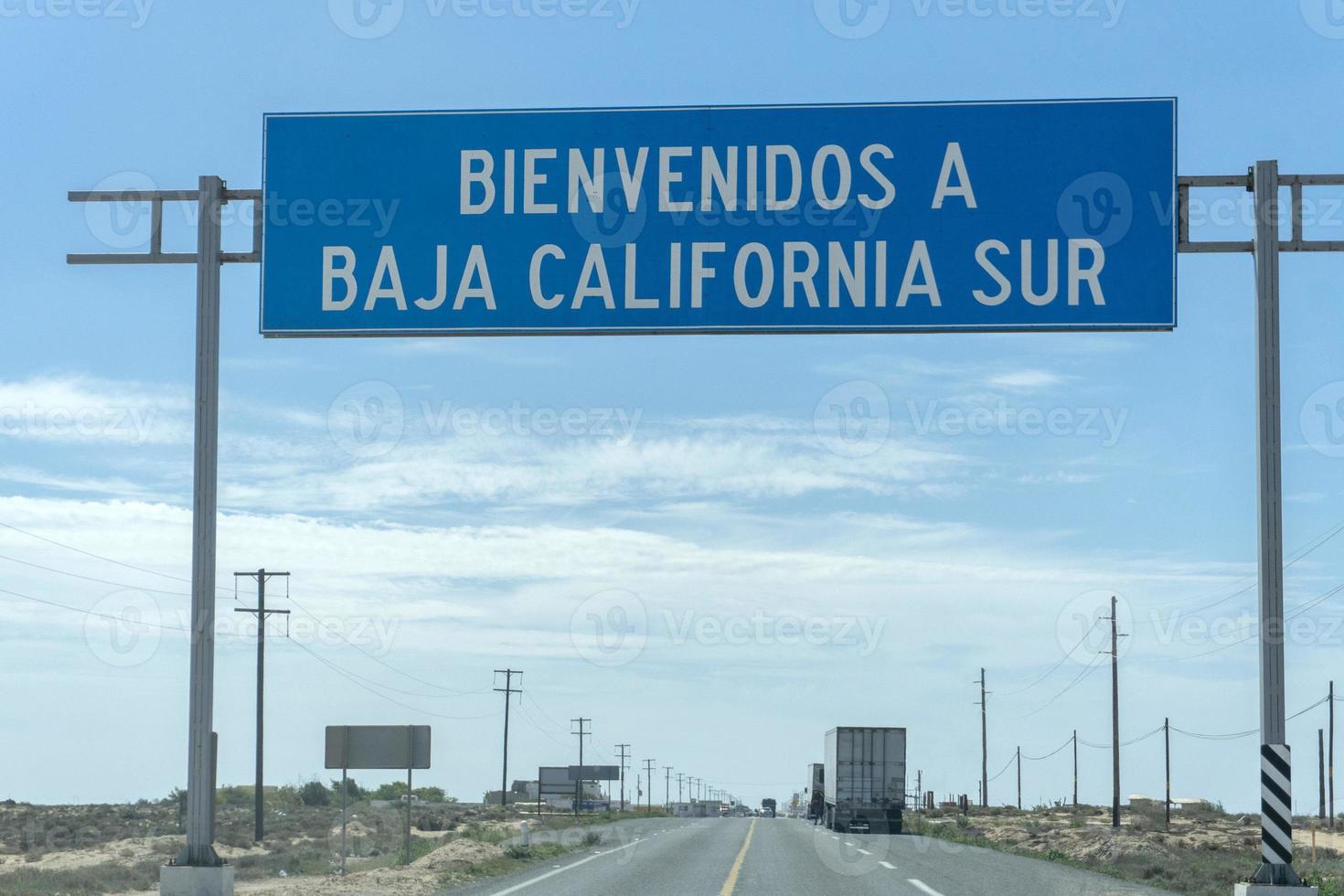 Willkommen in Baja California Sur Straßenschild foto