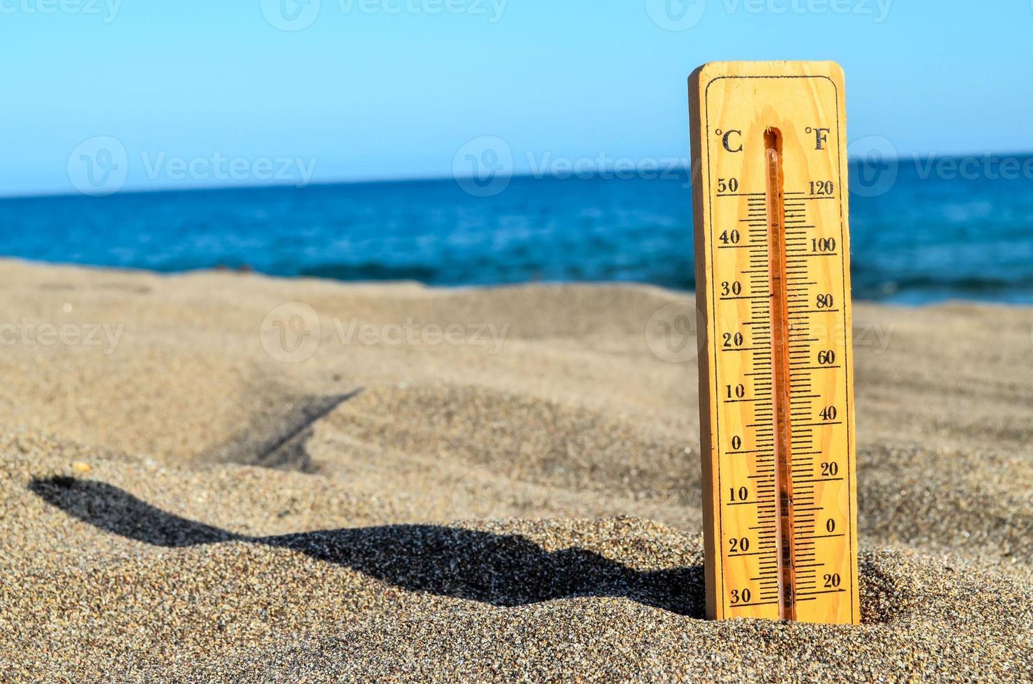 Thermometer im Sand foto