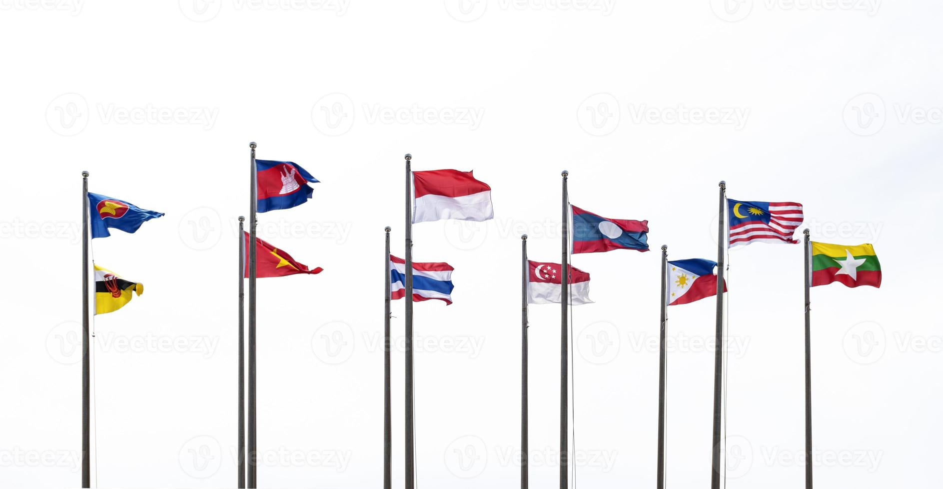 Fahnenmasten der ASEAN-Länder foto