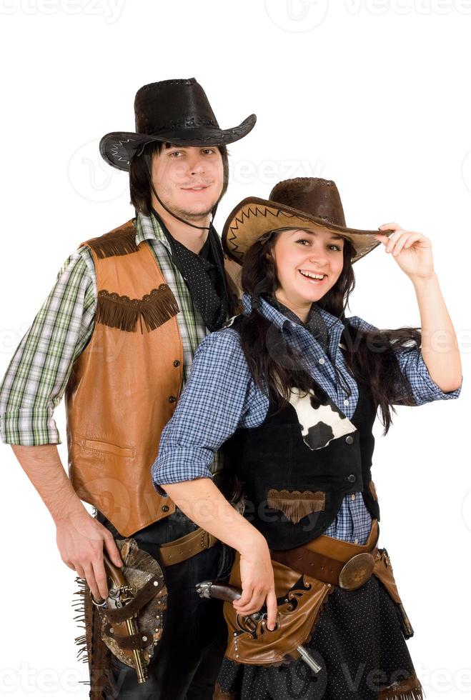 junger Cowboy und Cowgirl. isoliert foto