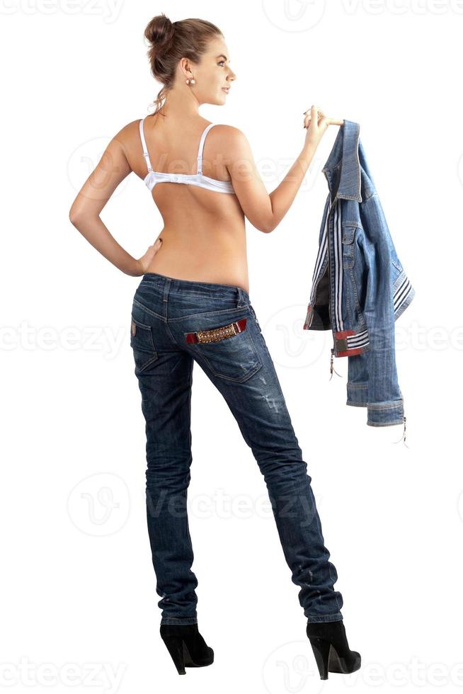 sexy junge Frau in einem Jeansanzug foto