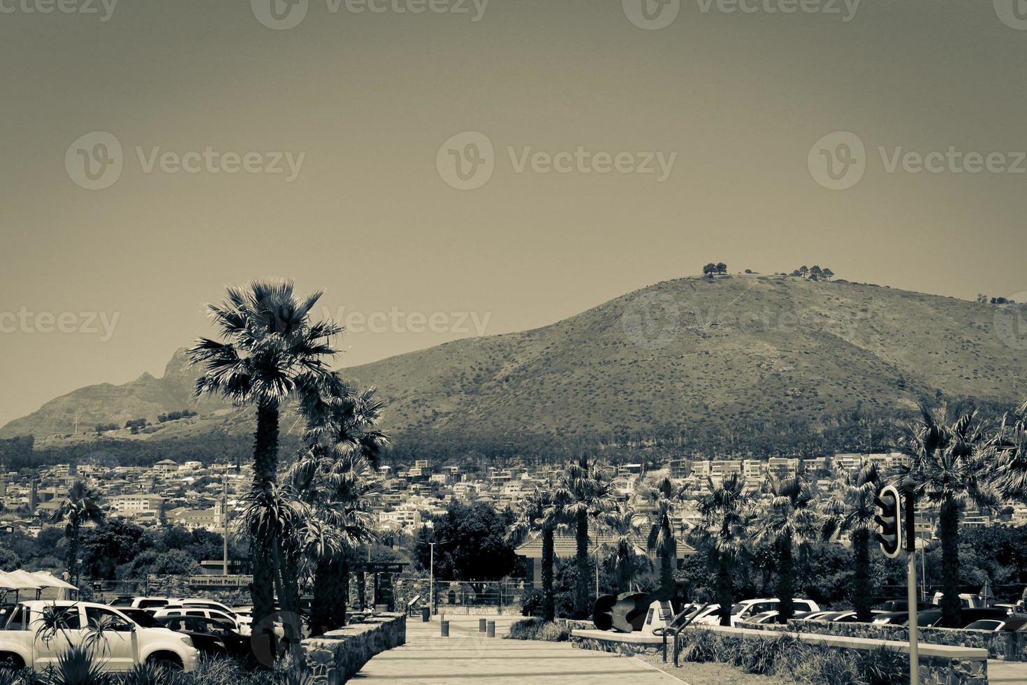 Green Point Park, Bergpanorama in Kapstadt, Südafrika. foto