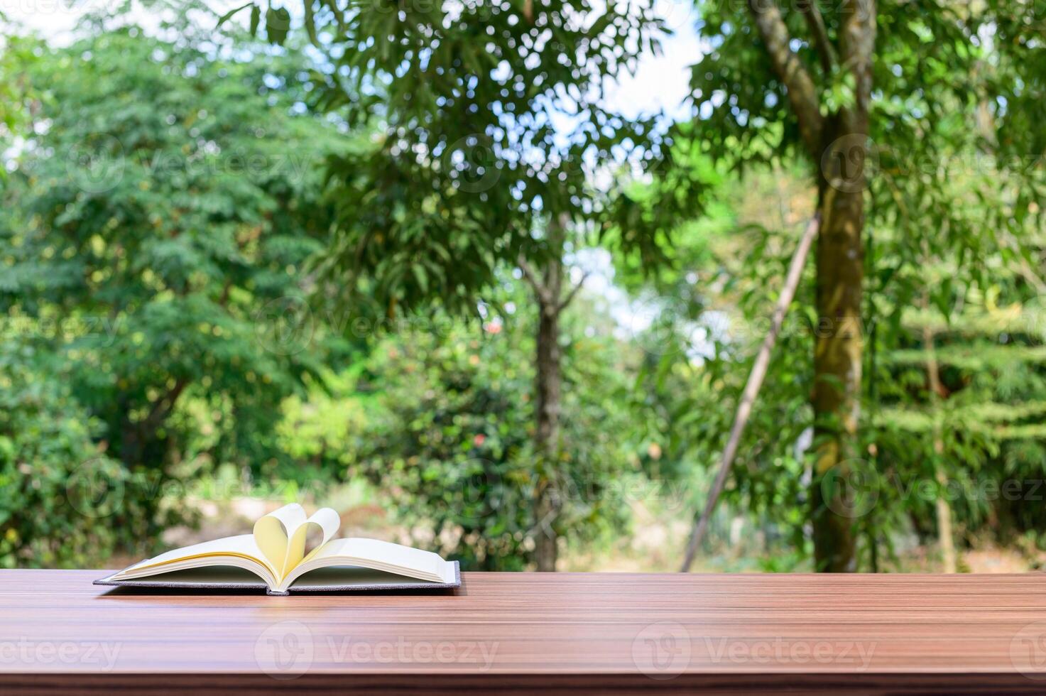 Schreibtisch mit Naturhintergrund foto