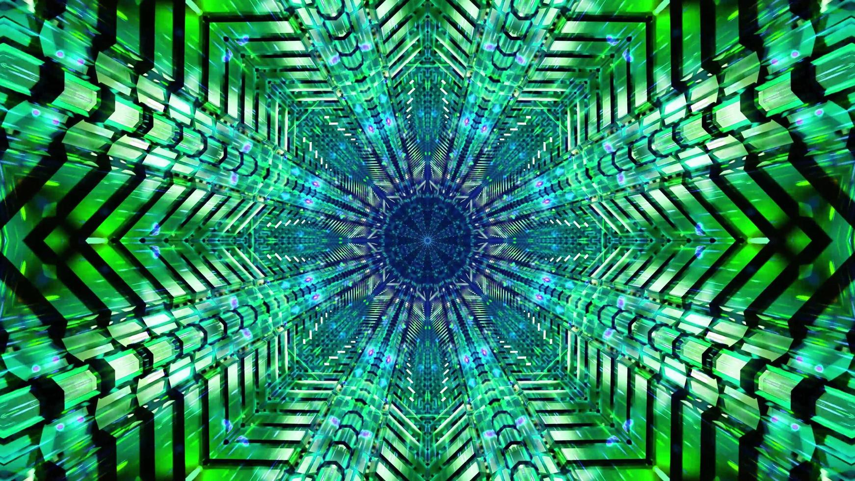 blinkende grüne und blaue sternförmige 3D-Illustration Hintergrund Tapete Design Kunstwerk foto