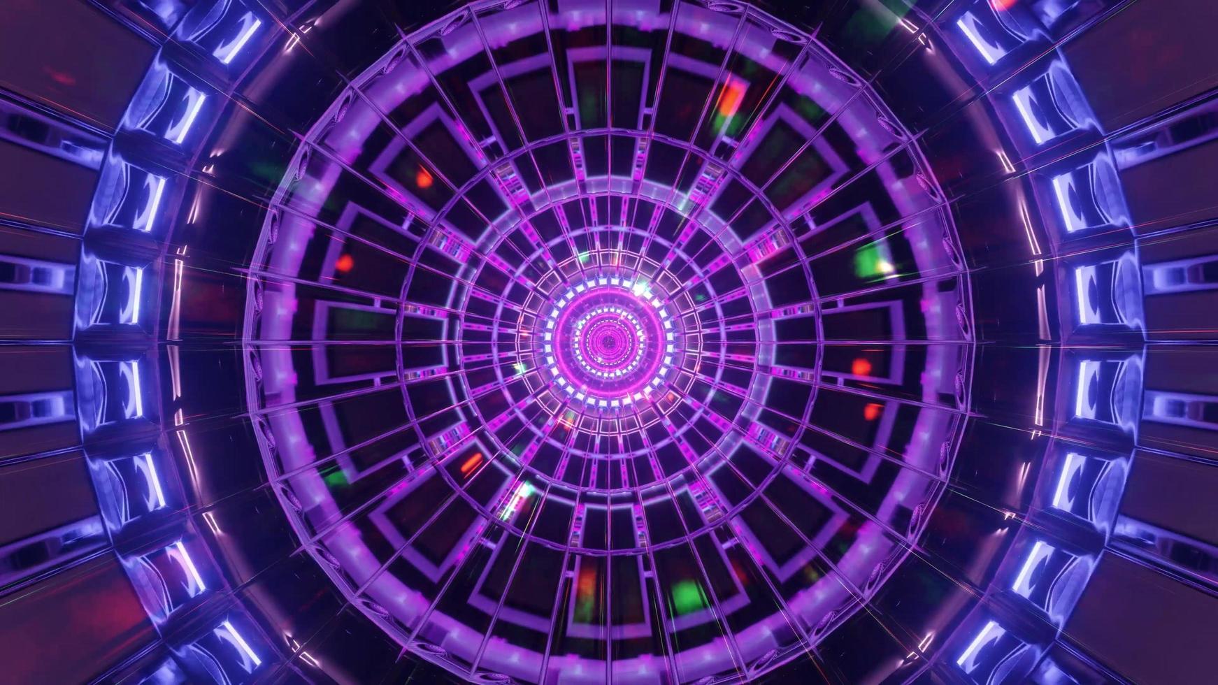 kühler runder Raumtunnel mit leuchtenden Partikeln 3d Illustration Hintergrund Tapete Design Kunstwerk foto