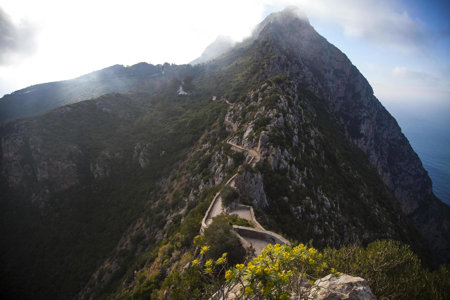 Hochgebirgsstraße zwischen den Felsen foto