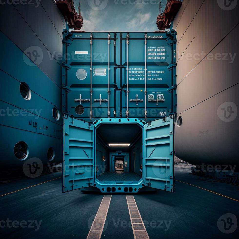 Containerbetrieb in Hafenserie foto