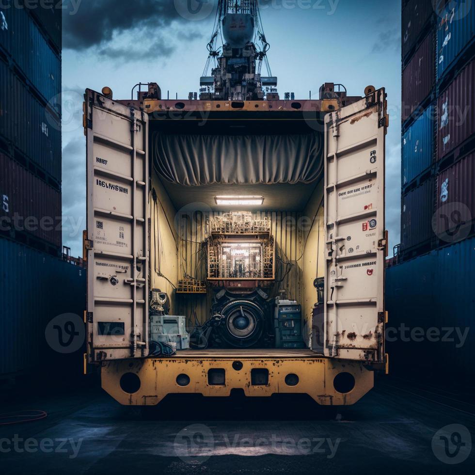 Containerbetrieb in Hafenserie foto