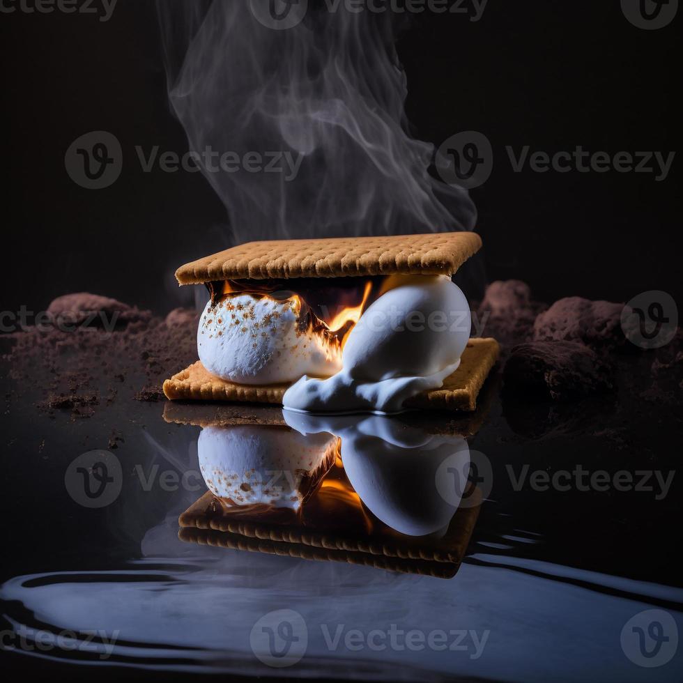 Foto-Smores auf schwarzem Hintergrund Food-Fotografie foto