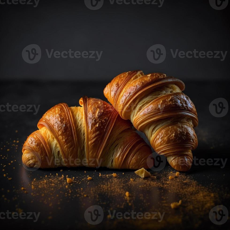 Croissants auf schwarzem Hintergrund foto