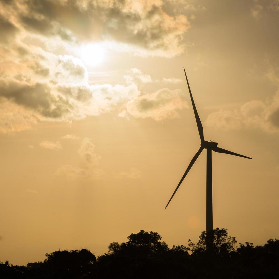 Windkraftanlage bei Sonnenuntergang foto