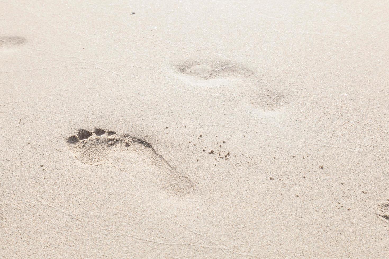 Fußspuren im Sand am Strand foto