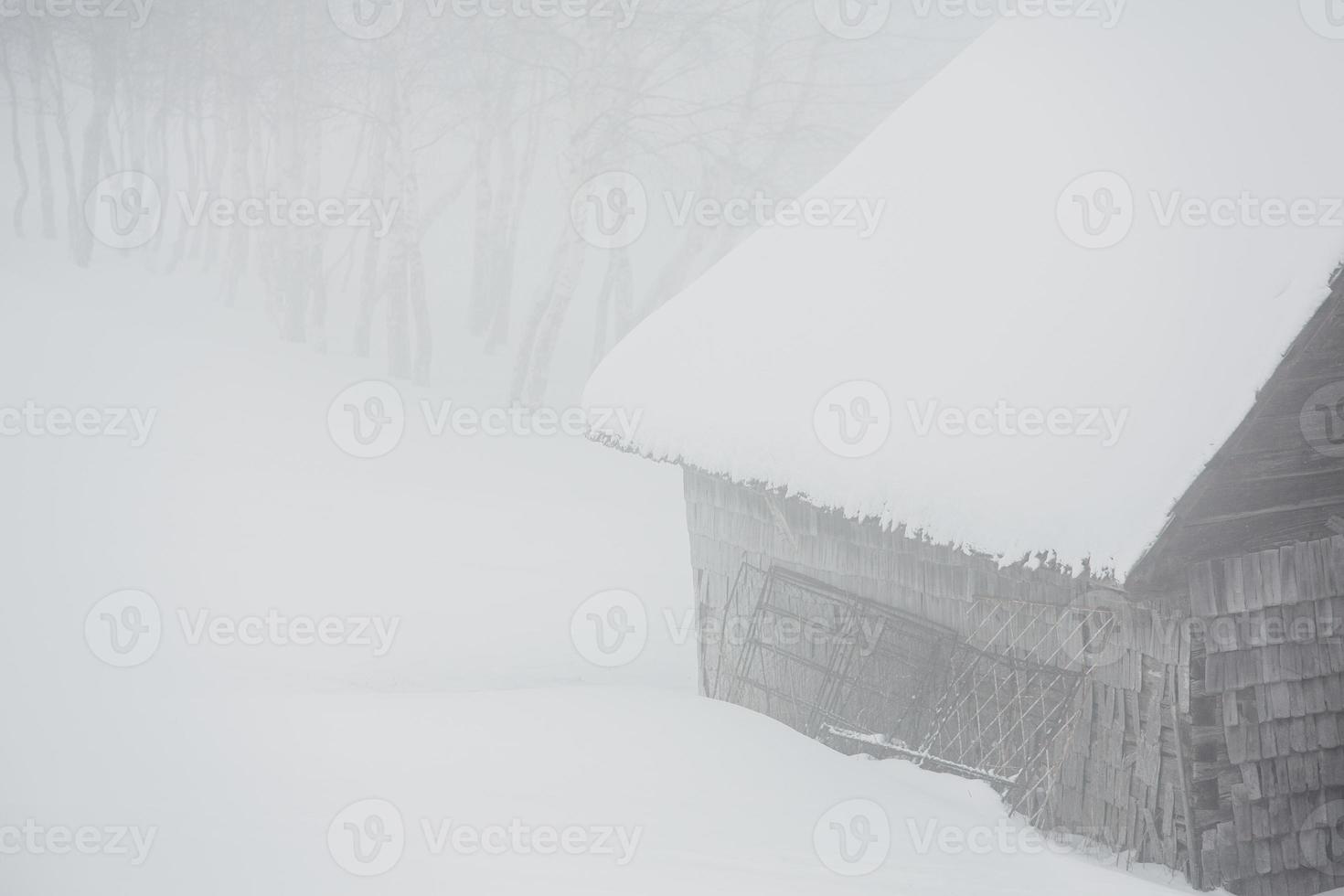 ein reichlicher schneefall in den rumänischen karpaten im dorf sirnea, brasov. echter Winter mit Schnee auf dem Land foto