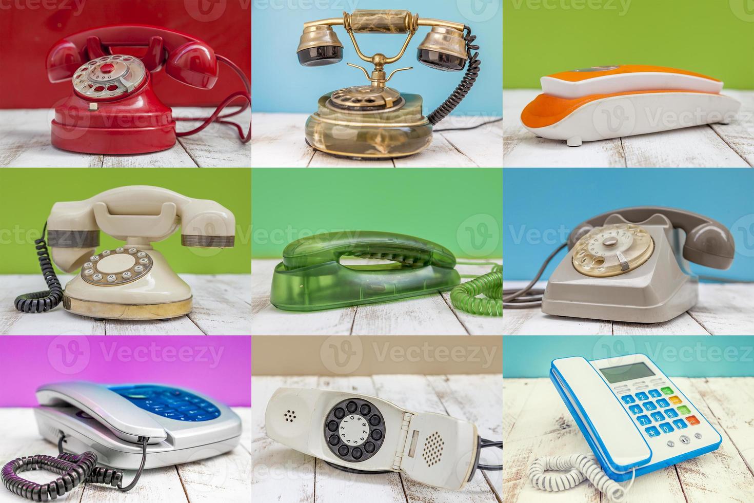 Zusammensetzung verschiedener Vintage-Telefone foto