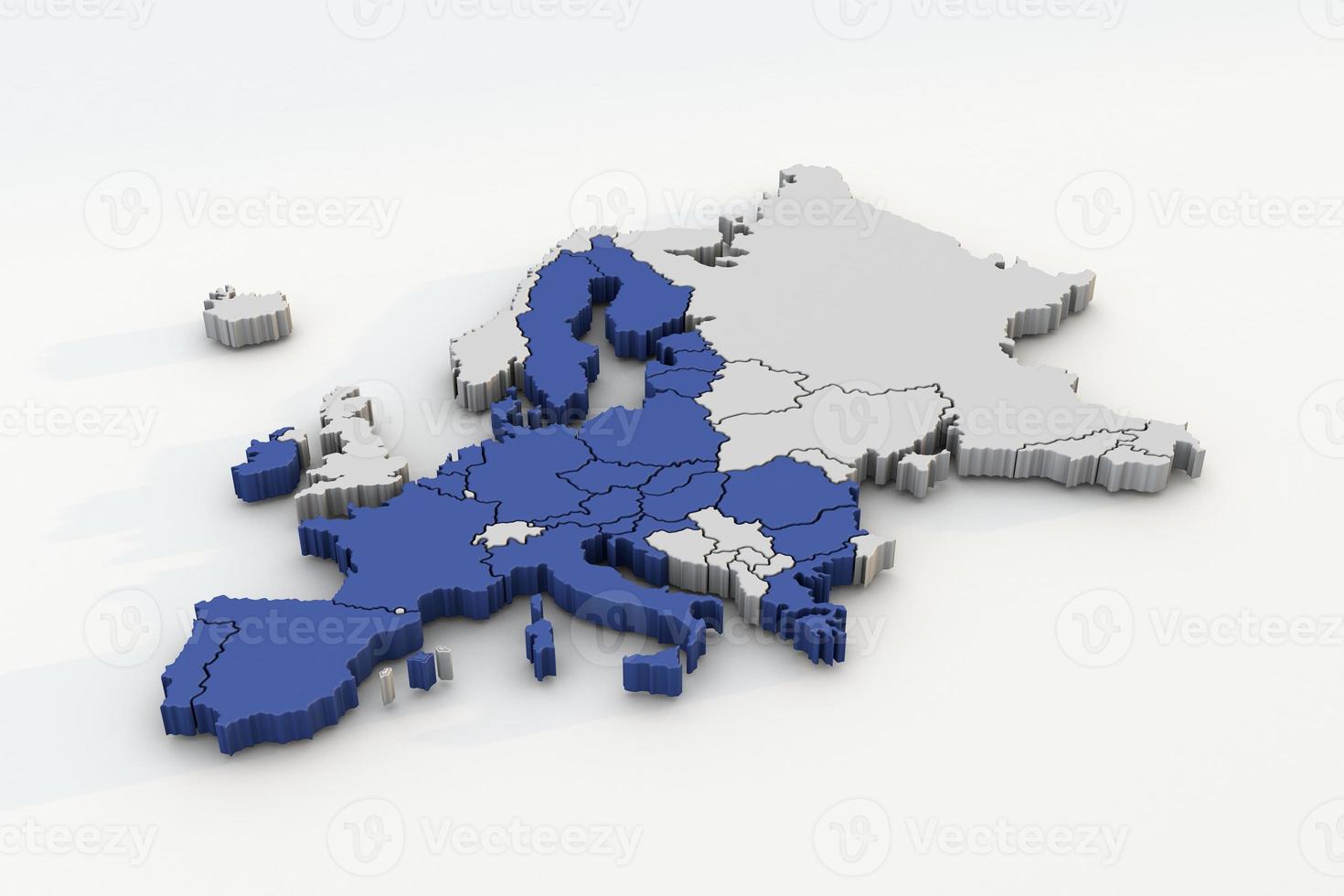 Karte der Europäischen Union. 3D-Geographie foto