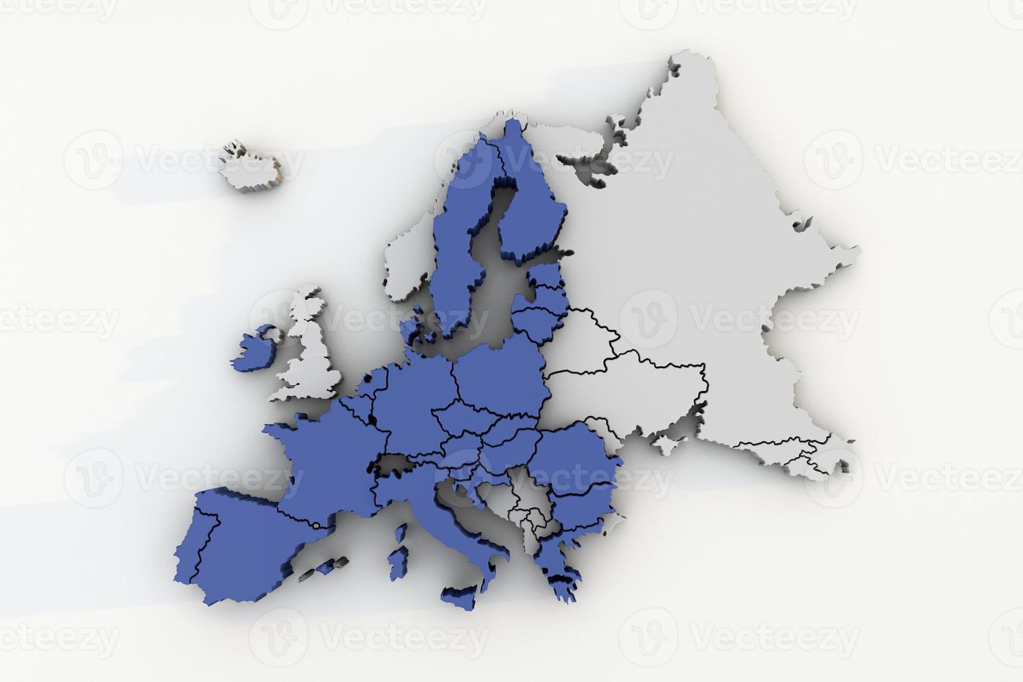 Karte der Draufsicht der Europäischen Union. 3D-Geographie foto
