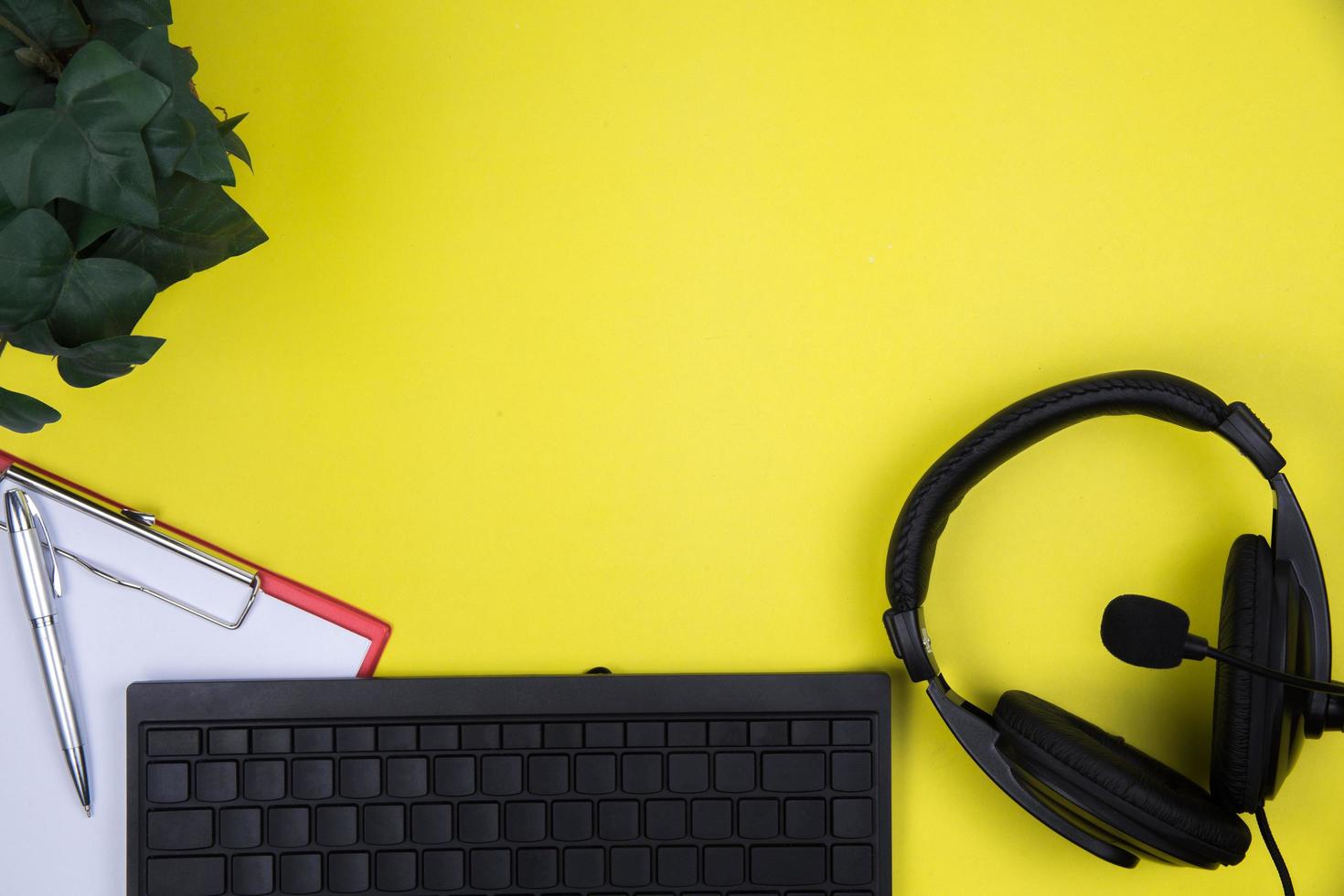 flache Lage, Draufsicht Bürotisch Schreibtisch foto