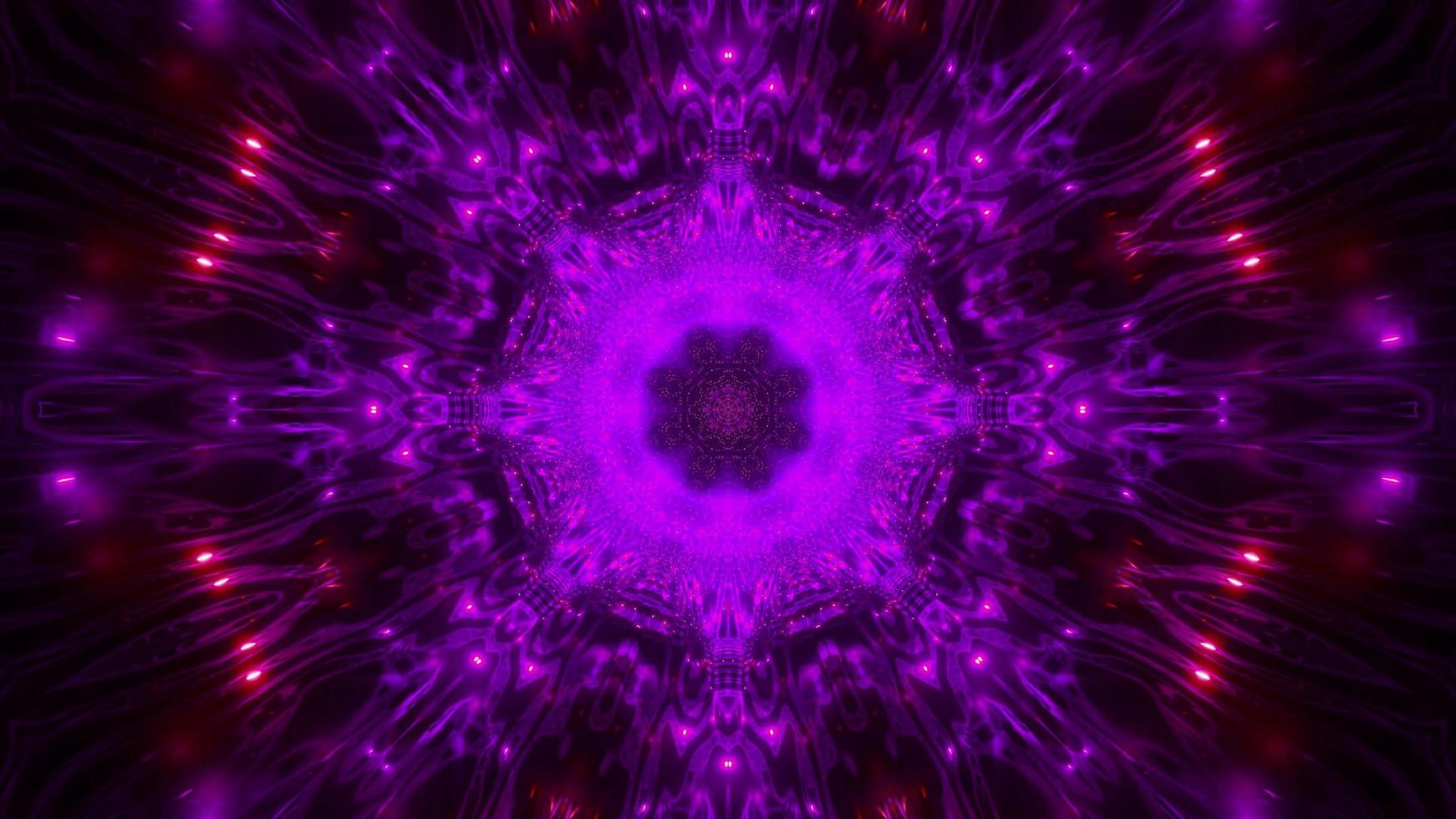 lila und rosa Lichter und Formen in der Kaleidoskop-3D-Illustration für Hintergrund oder Tapete foto