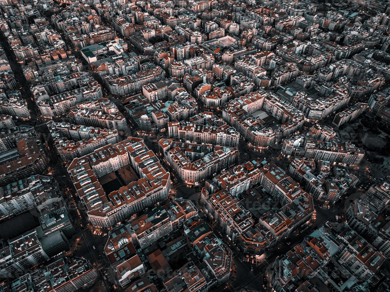 Barcelona Straße Antenne Aussicht mit schön Muster im Spanien. foto