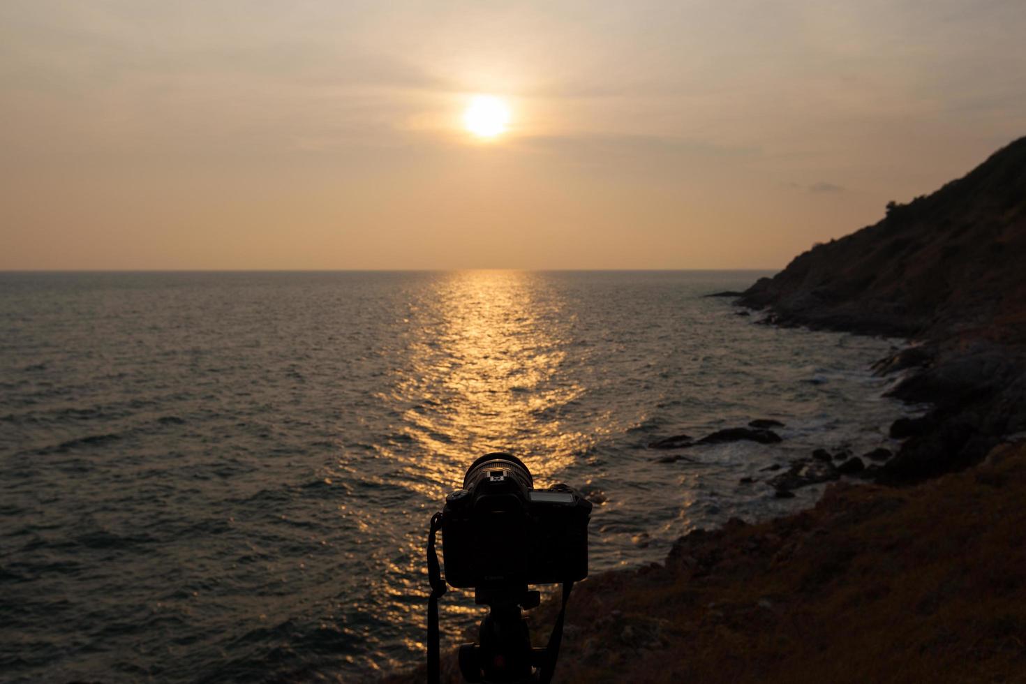 Kamera bei Sonnenuntergang foto