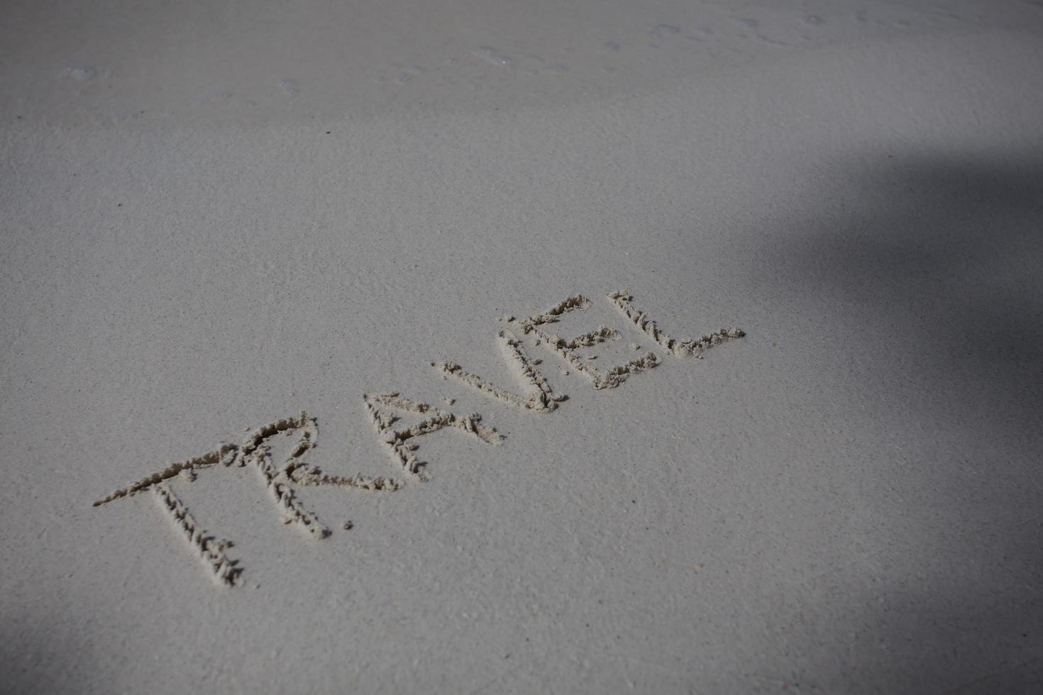Wort in den Sand geschrieben foto