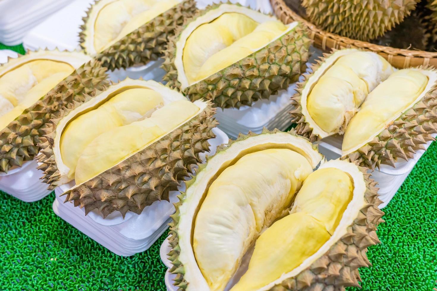 Nahaufnahme Durian Fleisch foto