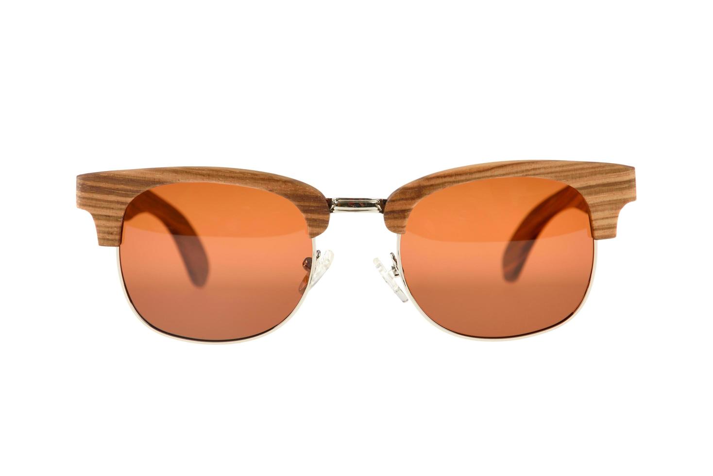 Holzsonnenbrille mit orangefarbenen Gläsern foto