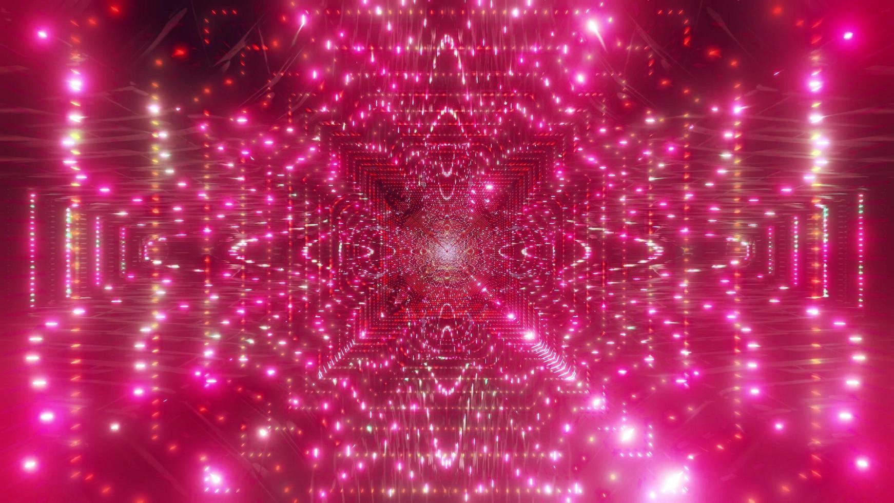 rotes, weißes und rosa Licht und Formen Kaleidoskop 3d Illustration für Hintergrund oder Tapete foto