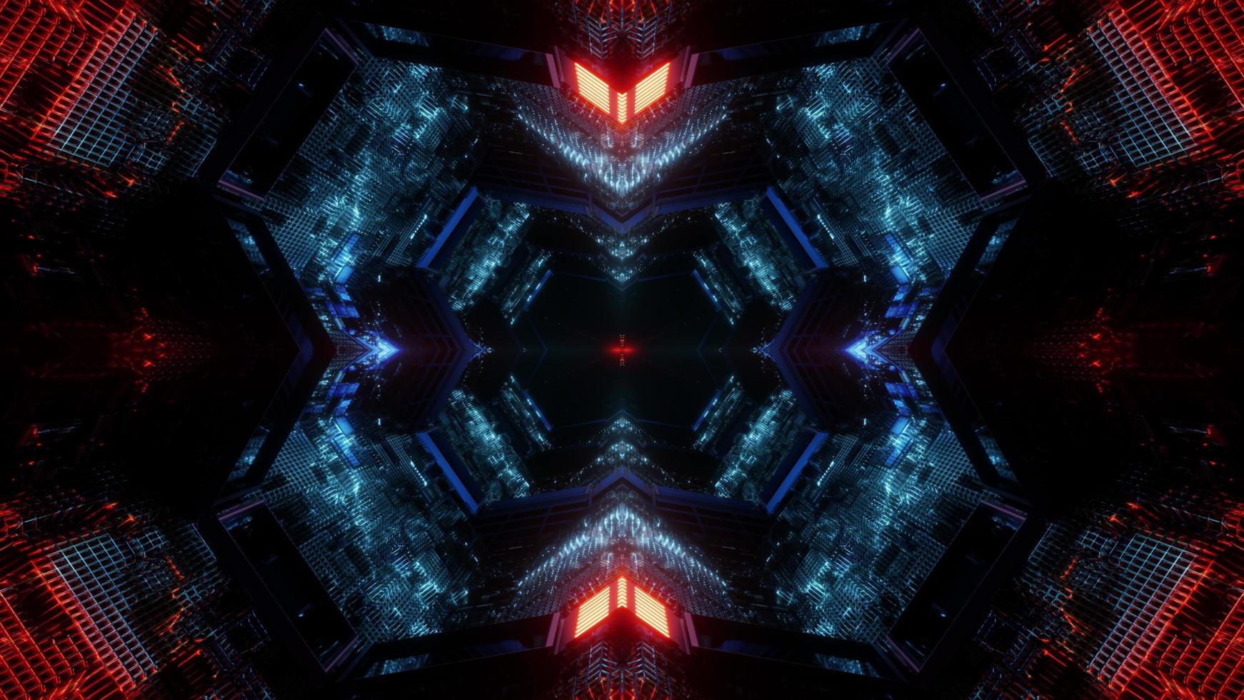 blaues, rotes und orange Kaleidoskop 3d Illustrationsdesign für Hintergrund oder Tapete foto