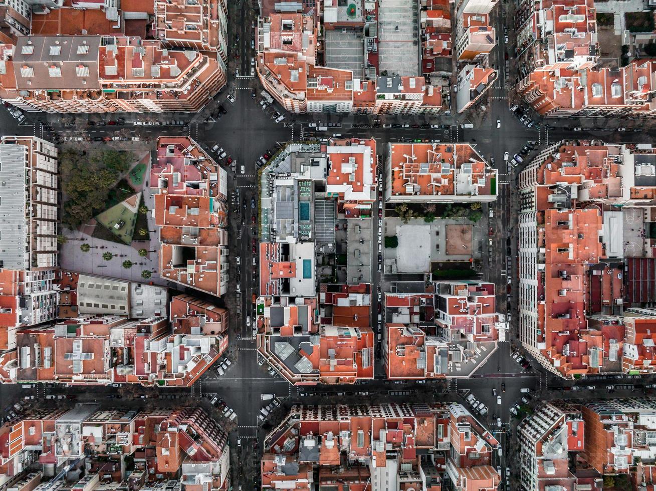 Barcelona Straße Antenne Aussicht mit schön Muster im Spanien. foto