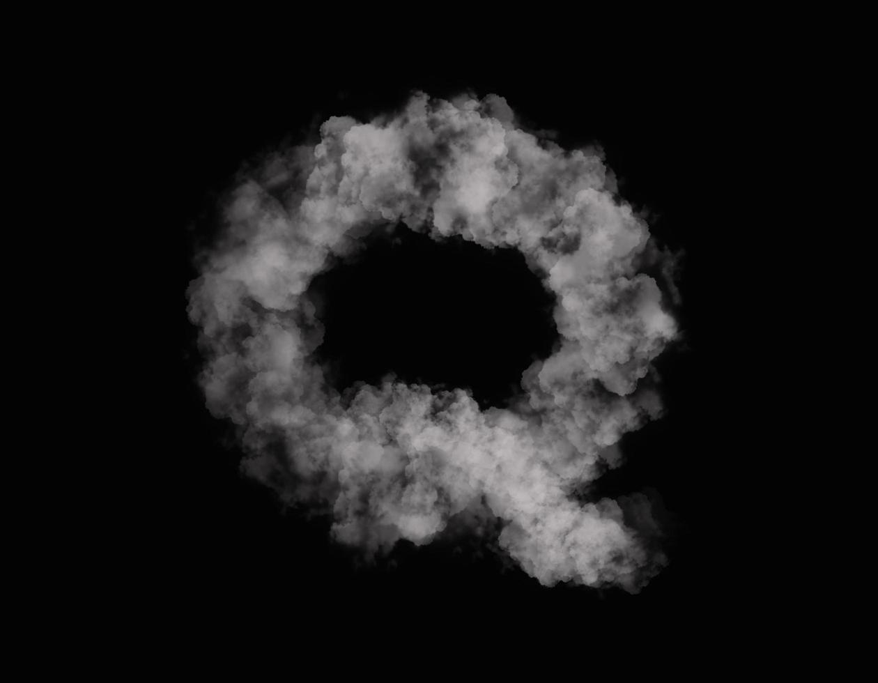 realistisch Rauch q Alphabet Verbreitung auf dunkel Hintergrund foto