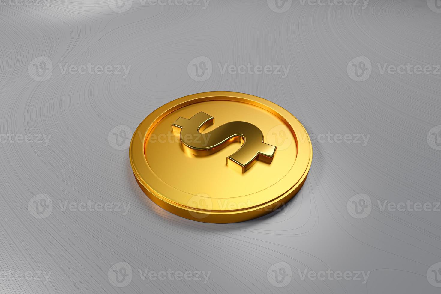3d Single golden Dollar Münze isoliert Hintergrund foto