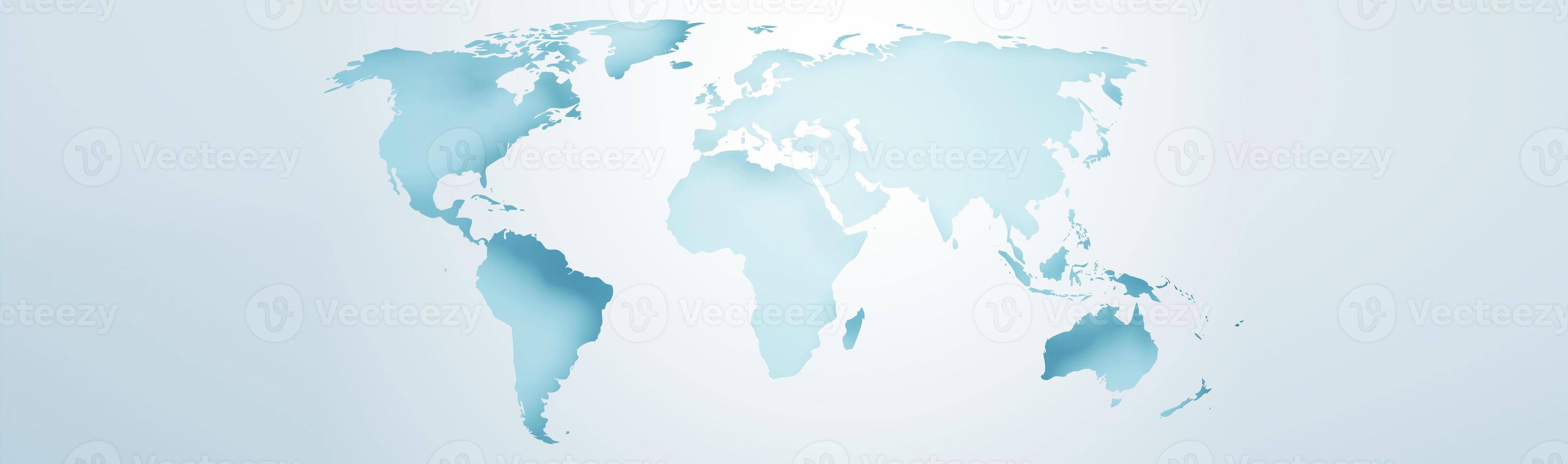 Weltkarte-Banner-Konzept. detaillierte flache Karte der Kontinente. 3D-Rendering foto