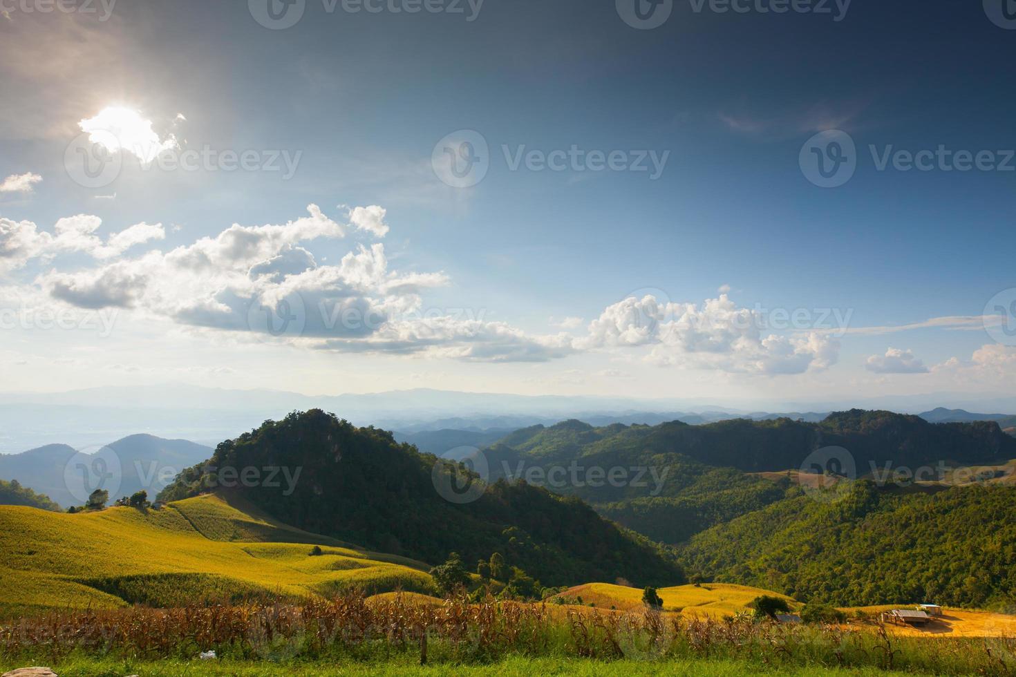 grüne Berge und blauer Himmel foto