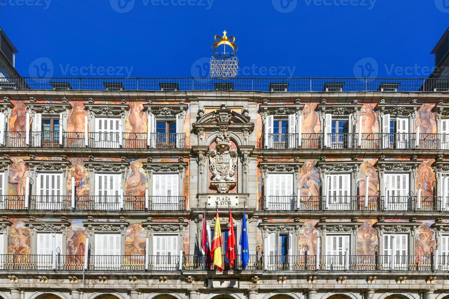 Platz Bürgermeister im Madrid, Spanien. es war Einmal das Center von alt Madrid. es war zuerst gebaut 1580-1619 während das Herrschaft von philip iii. foto