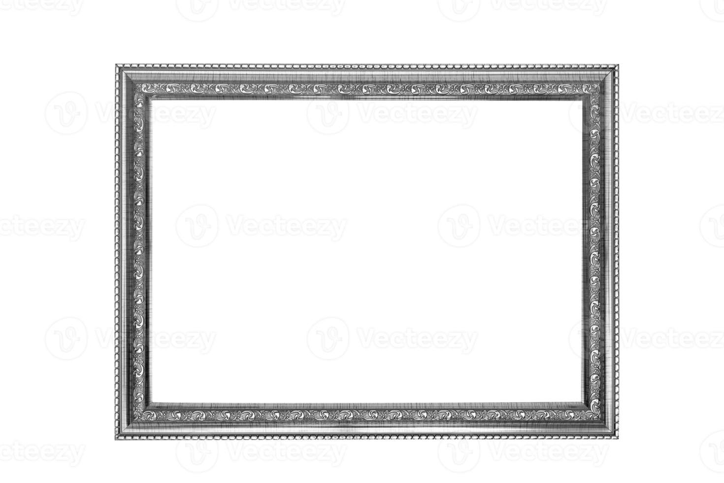 Silber Bild Rahmen isoliert auf Weiß Hintergrund, Ausschnitt Pfad foto