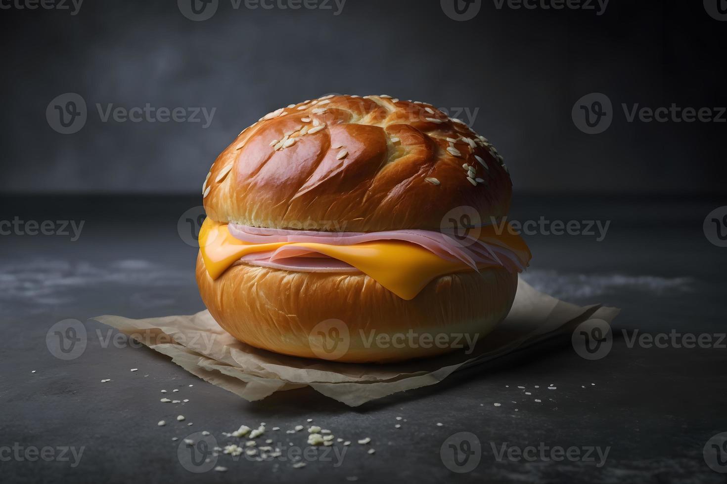 hausgemacht Brötchen gemacht von Käse und Schinken zum Frühstück Essen Fotografie foto