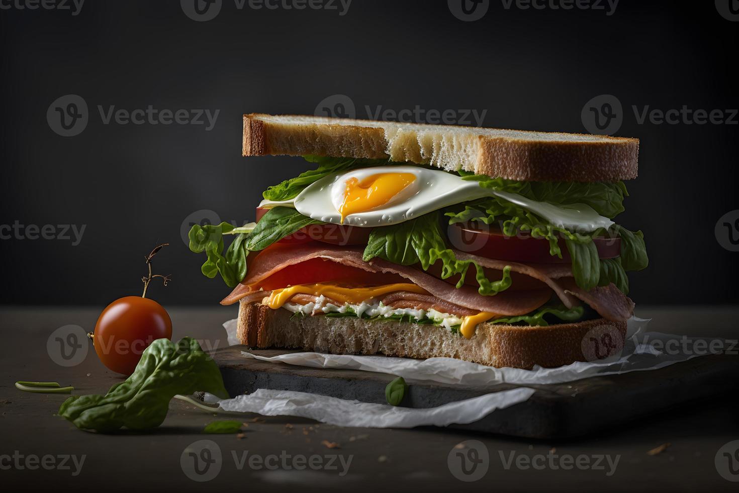 knackig und köstlich Sandwich gemacht von Zutaten zum Frühstück Essen Fotografie foto