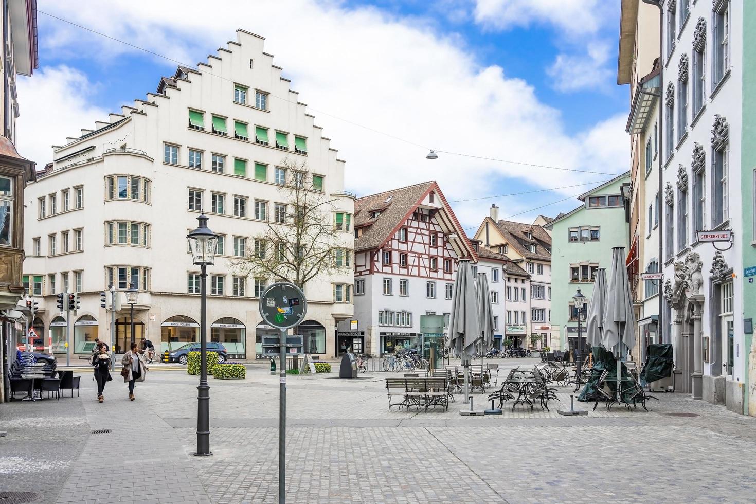 vordergasse straße in schaffhausen, schweiz, 2018 foto