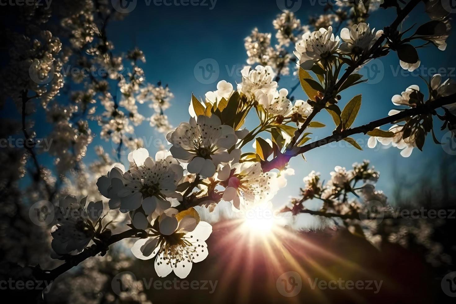 Fotos Frühling Blühen - - Weiß Blüten und Sonnenlicht im das Himmel, Fotografie