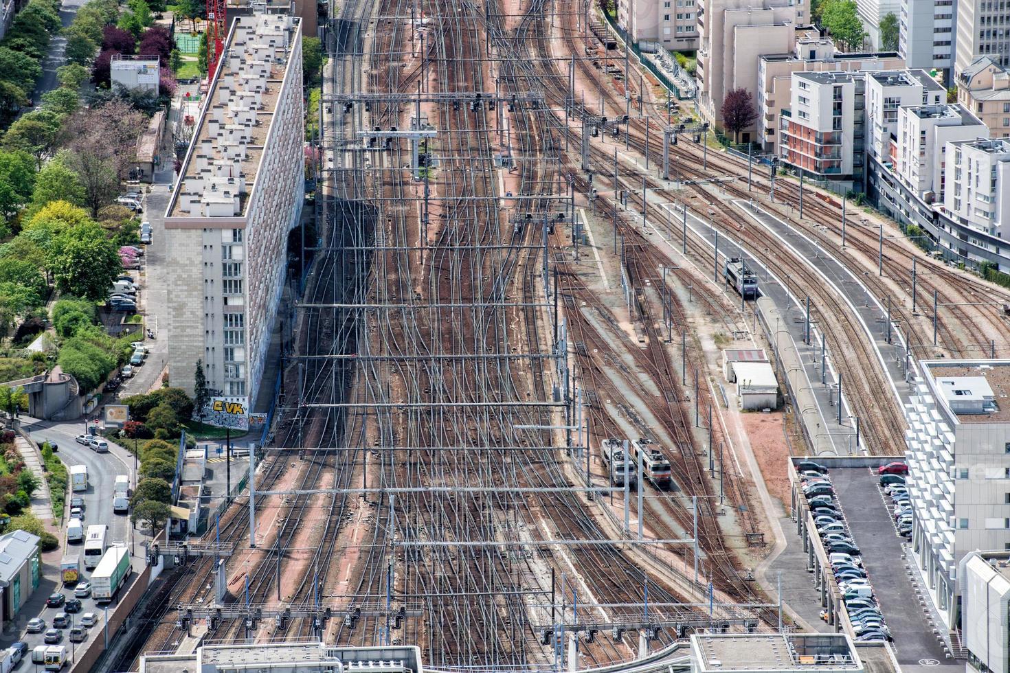 Paris Zug Spuren Antenne Aussicht foto