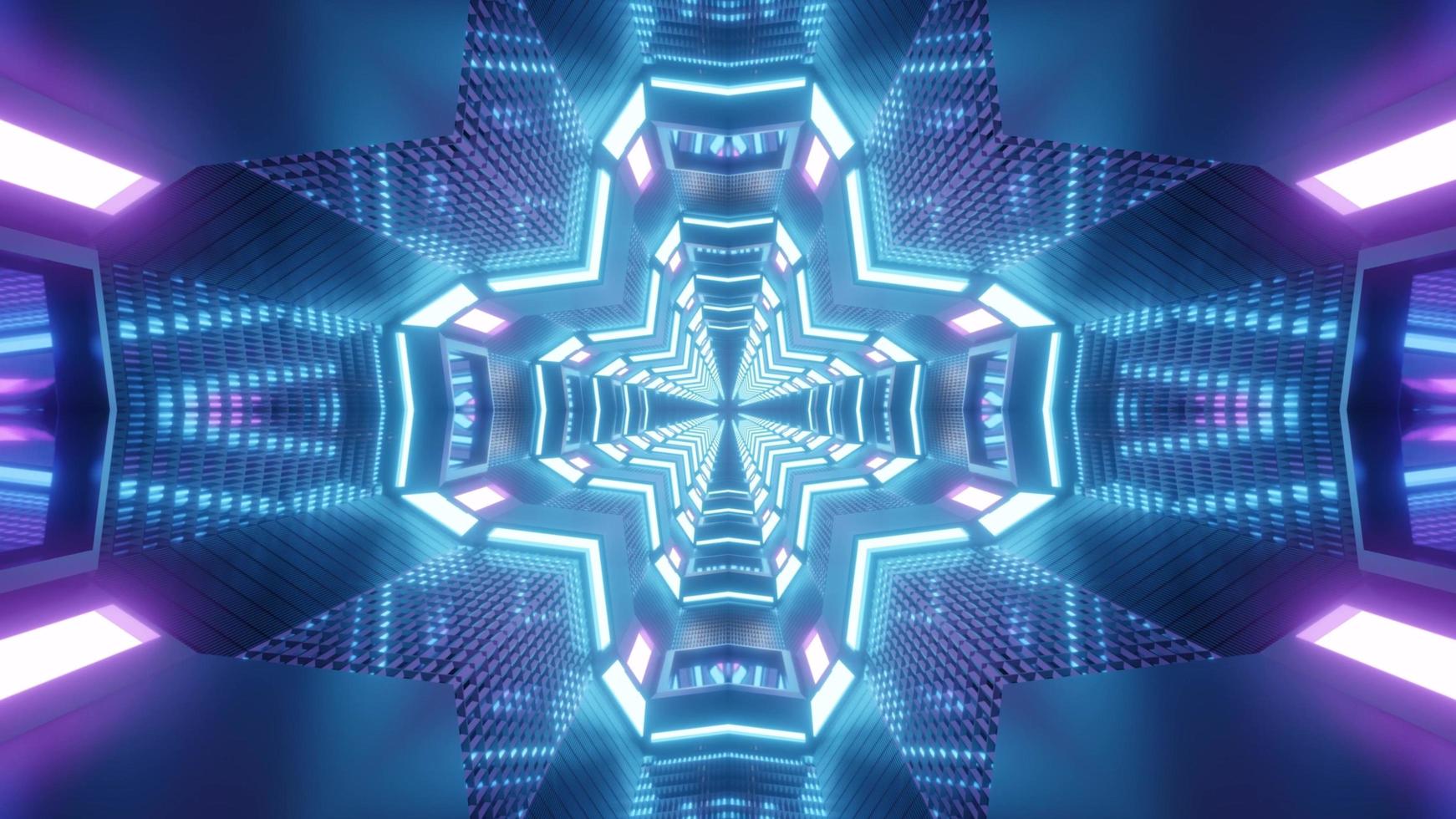 blaue und lila 3D-Kaleidoskop-Designillustration für Hintergrund oder Textur foto