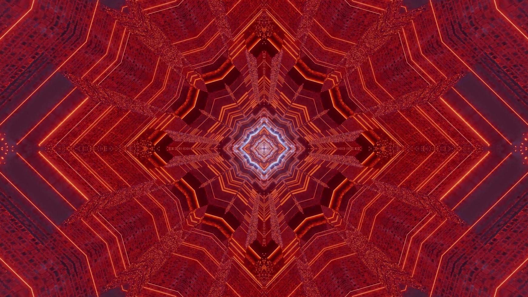 rote und blaue 3d Kaleidoskop-Entwurfsillustration für Hintergrund oder Textur foto