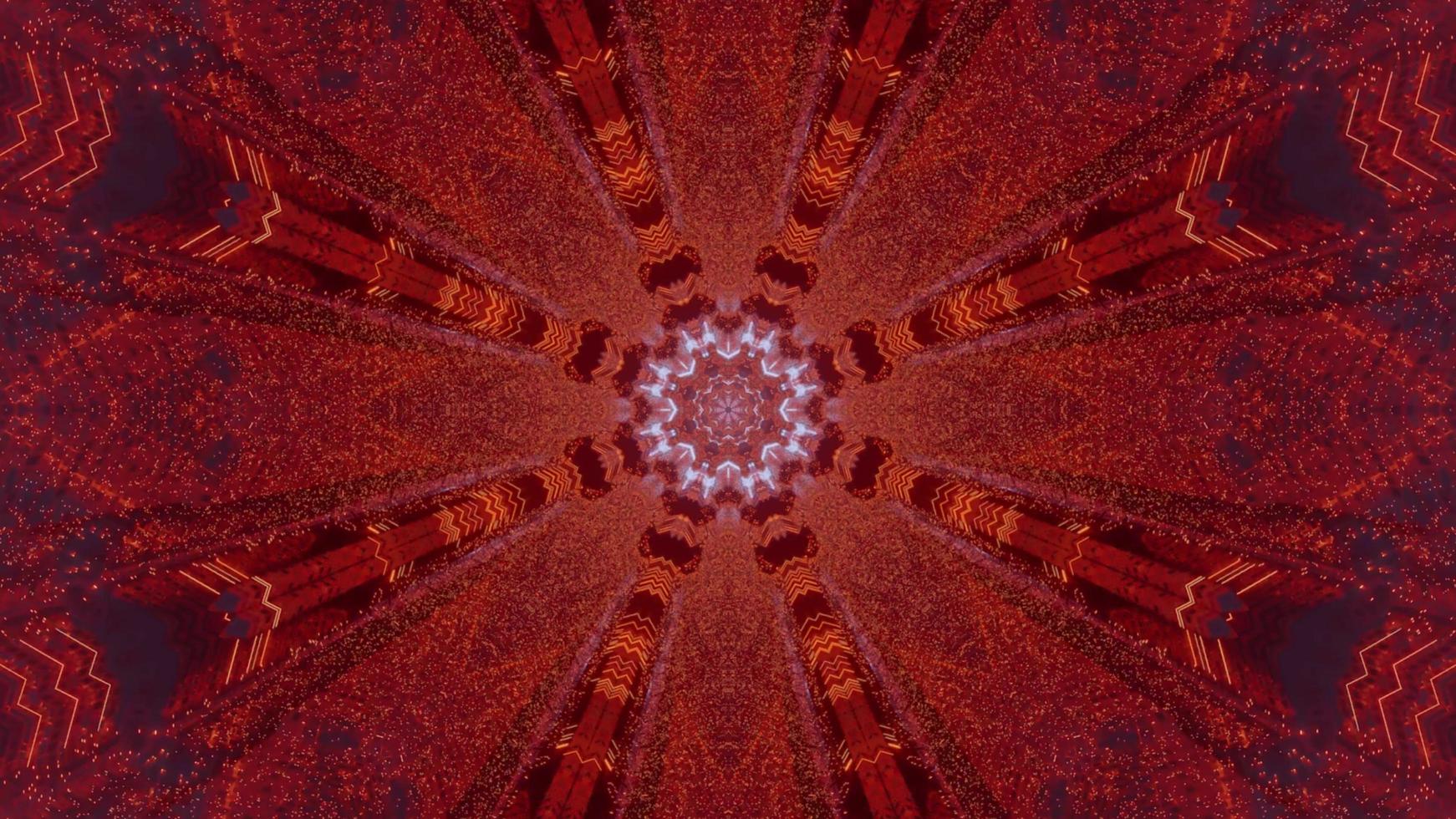 blaue, rote und lila 3D-Kaleidoskop-Designillustration für Hintergrund oder Textur foto