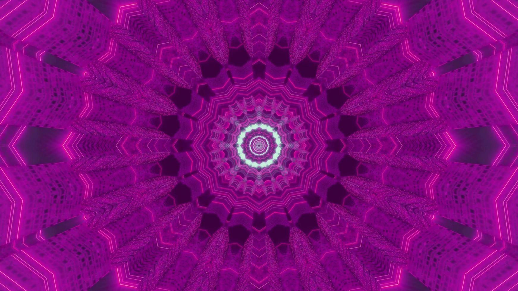 blaue und lila florale 3d Kaleidoskop-Designillustration für Hintergrund oder Textur foto