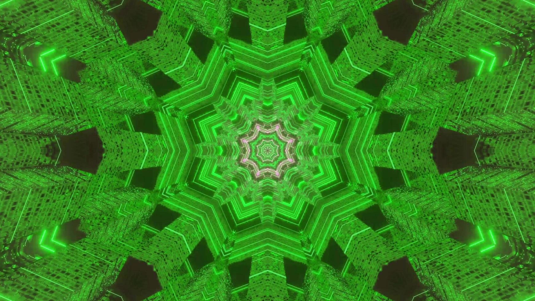 grüne und graue florale 3D-Kaleidoskop-Designillustration für Hintergrund oder Textur foto