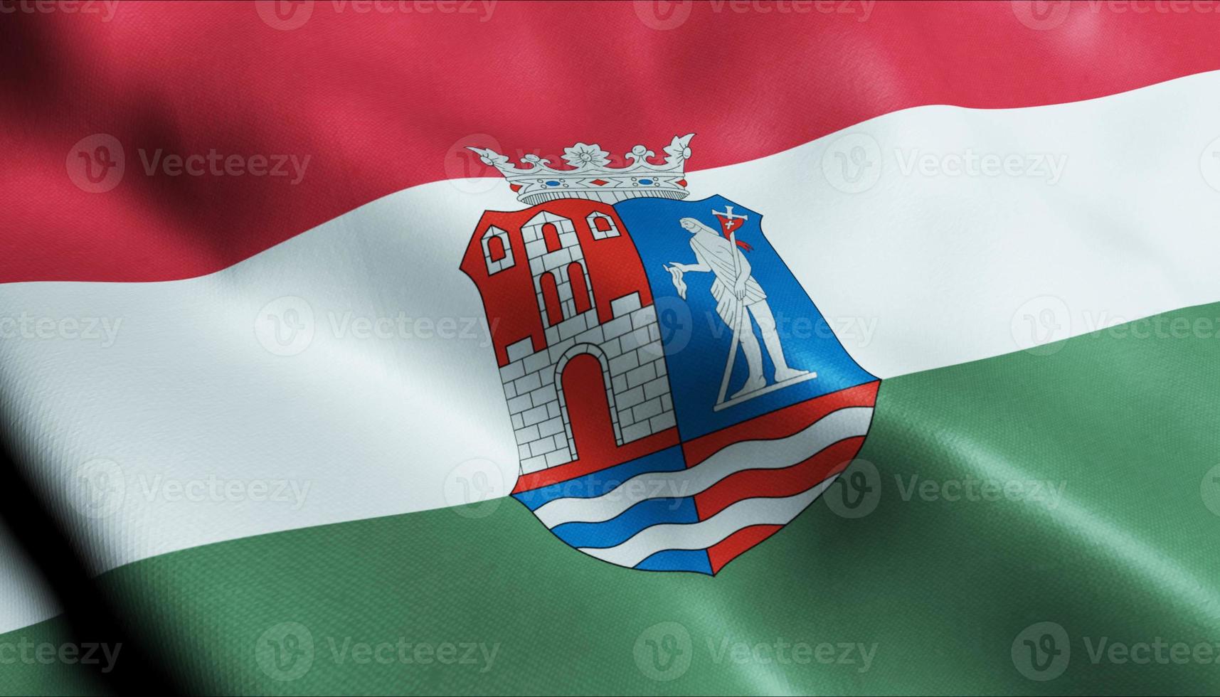 3d machen winken Ungarn Stadt Flagge von mosonmagyarovar Nahansicht Aussicht foto
