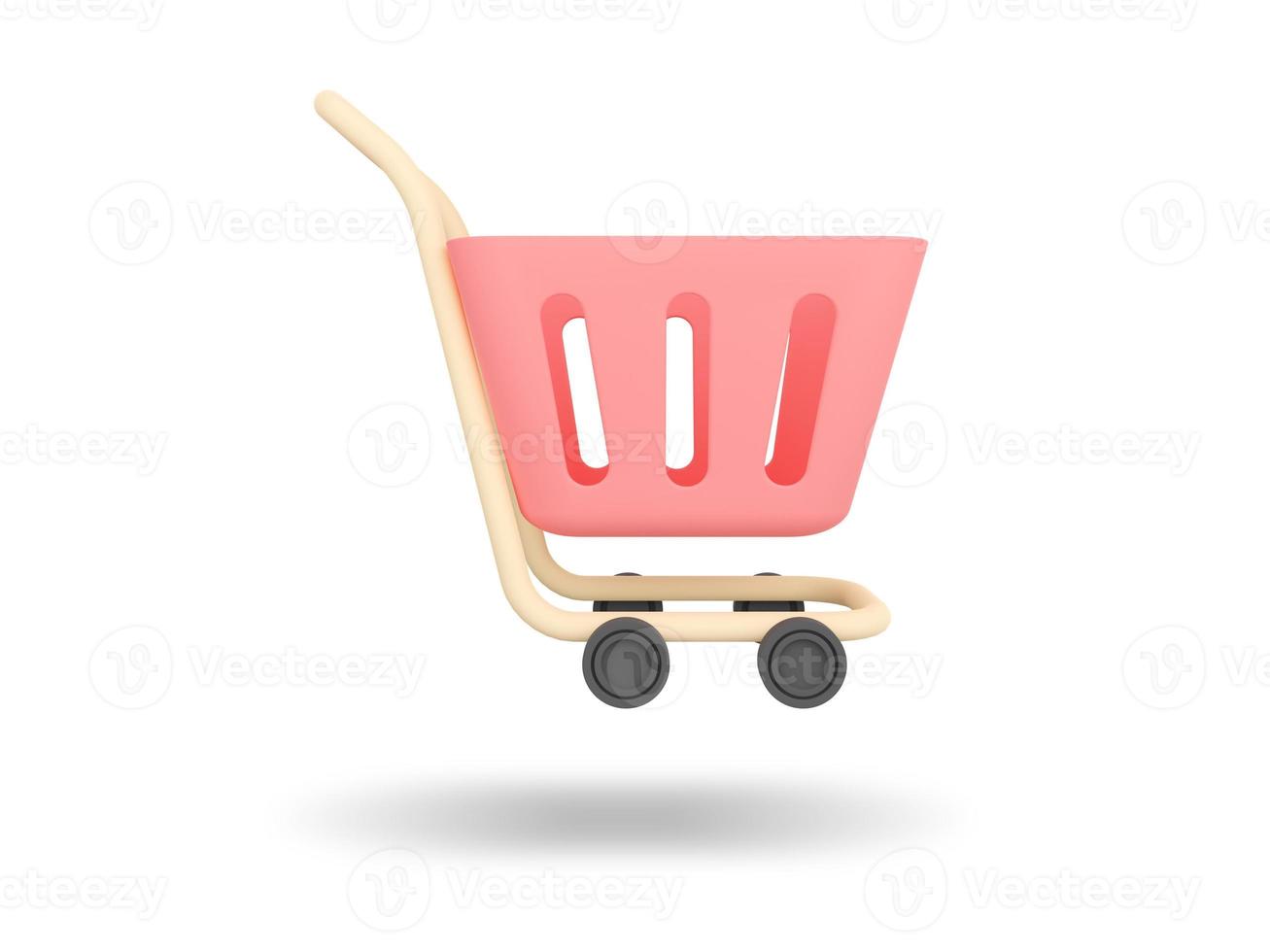 Einkaufen Wagen. online Einkaufen Symbol. 3d machen Illustration. foto