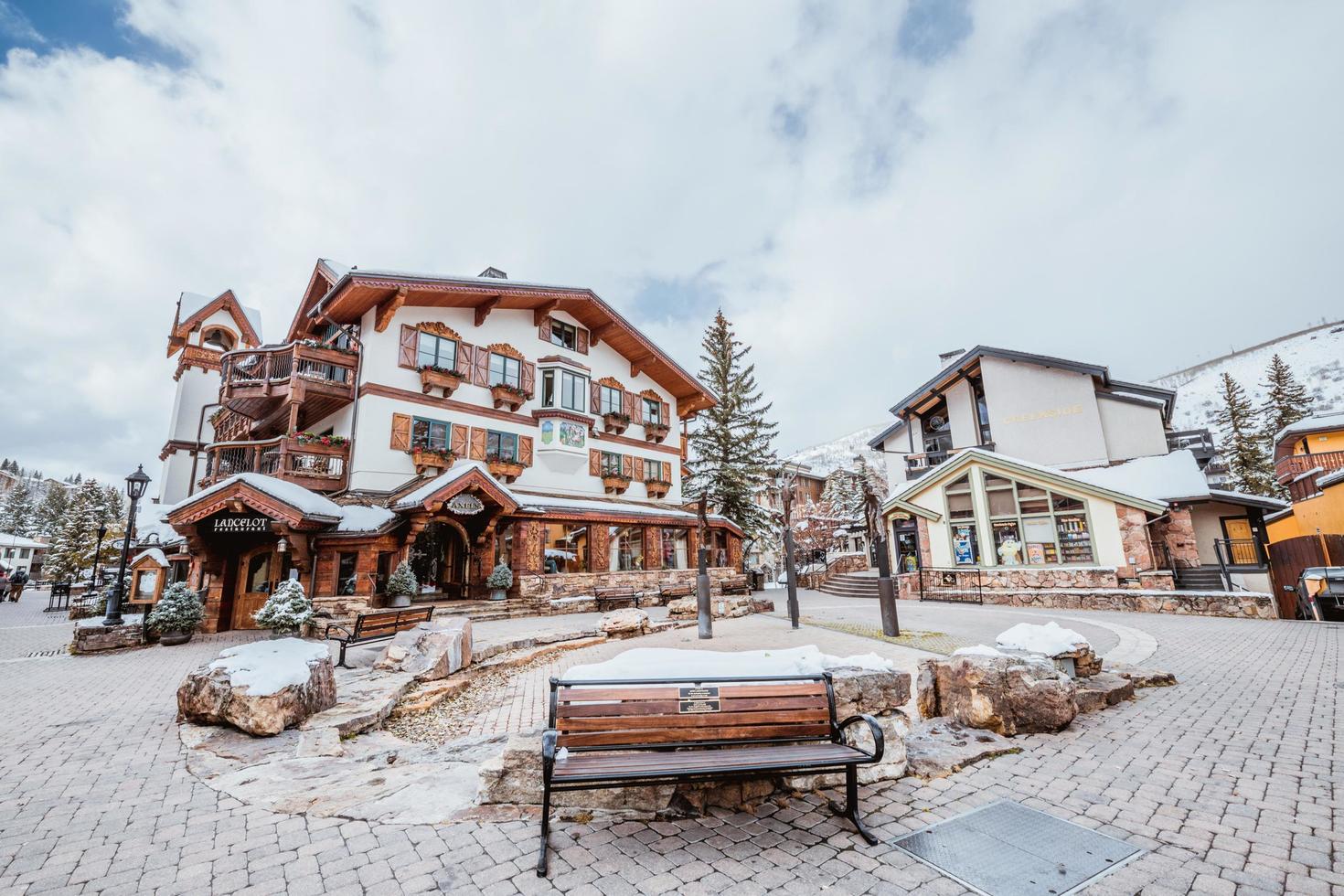 Colorado Springs, Co 2018 - Blick auf das Stadtzentrum nach dem Winterschnee foto